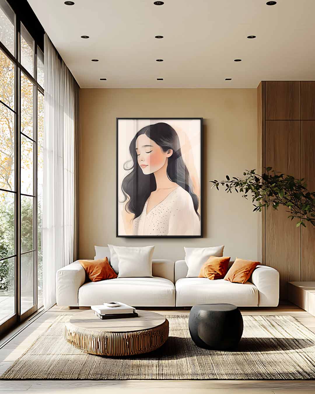 Rustige Schoonheid Portret Kunstwerk-canvas-dibond-plexiglas-wanddecoratie-WallArtistic