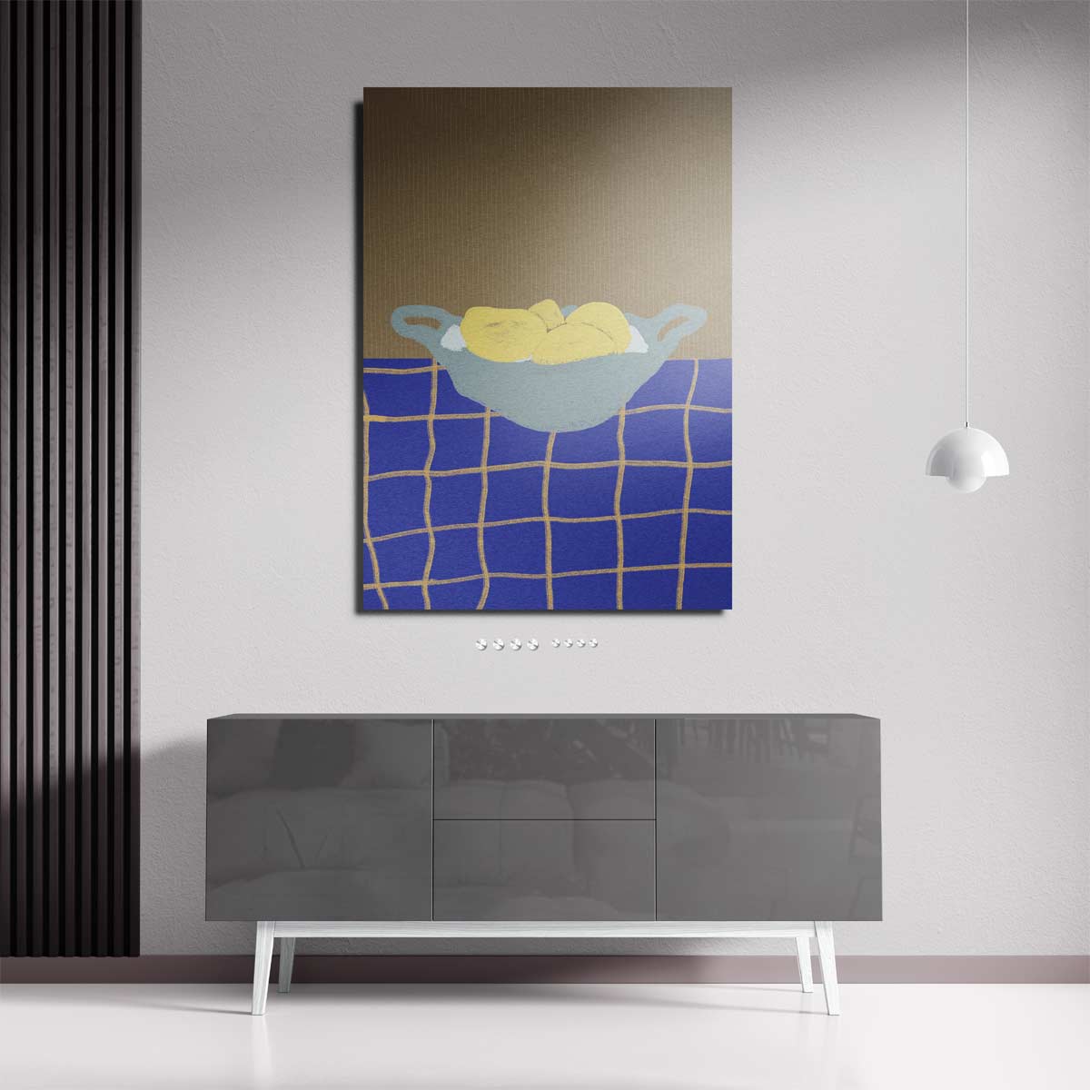 Citroenen in een Blauwe Kamer Kunstwerk-canvas-dibond-plexiglas-wanddecoratie-WallArtistic