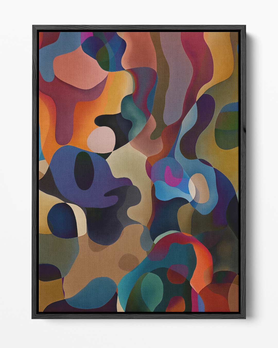 Kleurrijke Dans van Abstracte Vormen Kunstwerk-canvas-dibond-plexiglas-wanddecoratie-WallArtistic