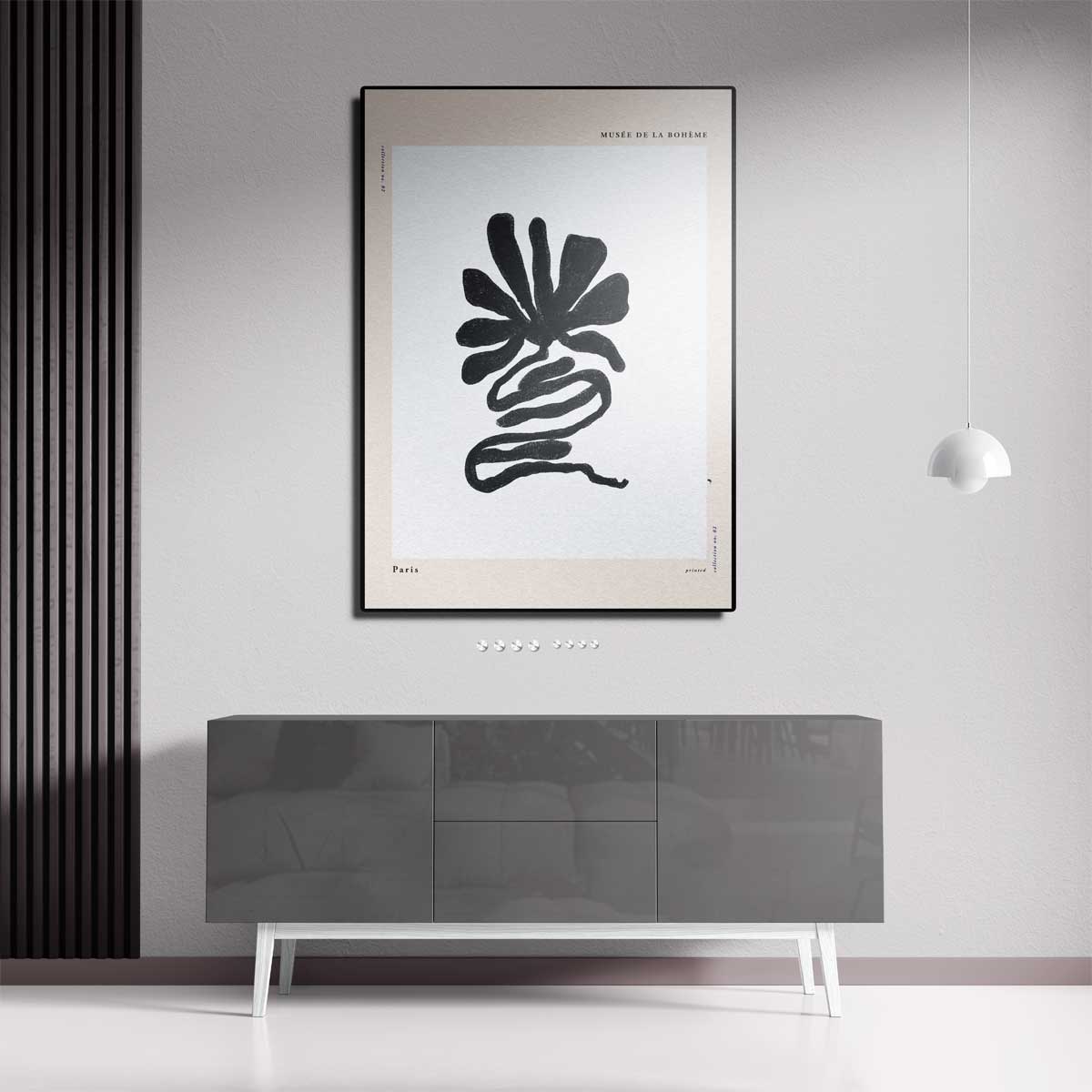 Organische Zwart-Wit Bloem Kunstwerk-canvas-dibond-plexiglas-wanddecoratie-WallArtistic