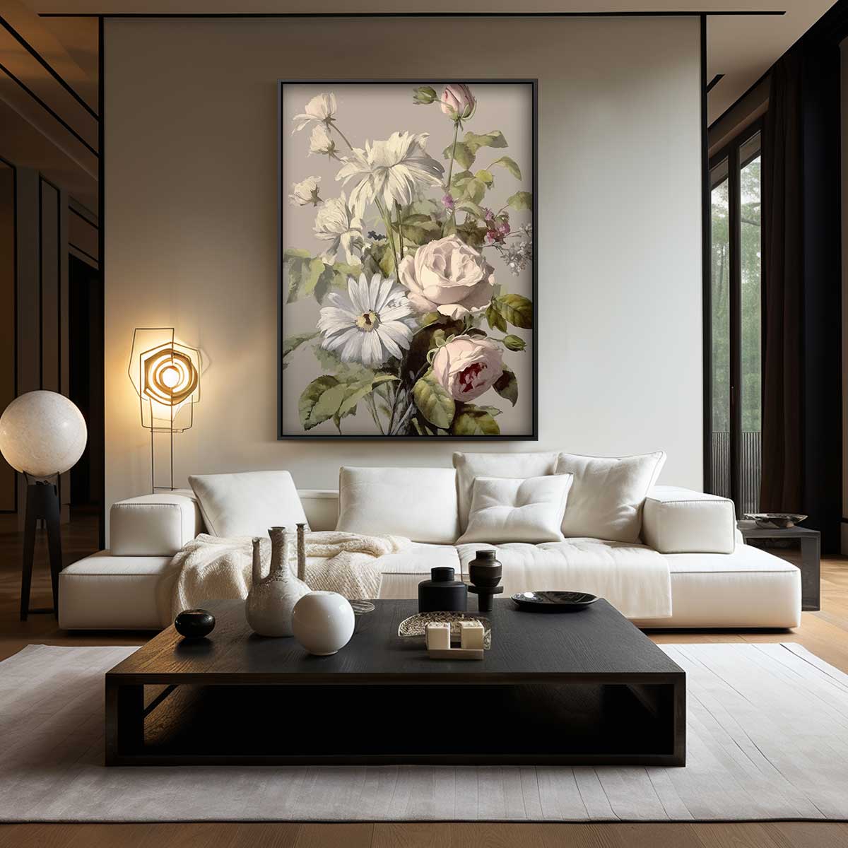 Romantisch Bloemenboeket Schilderij Kunstwerk-canvas-dibond-plexiglas-wanddecoratie-WallArtistic