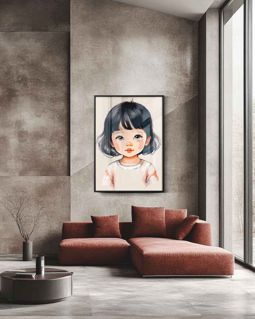 Schattig Kinderportret in Zachte Kleuren Kunstwerk-canvas-dibond-plexiglas-wanddecoratie-WallArtistic