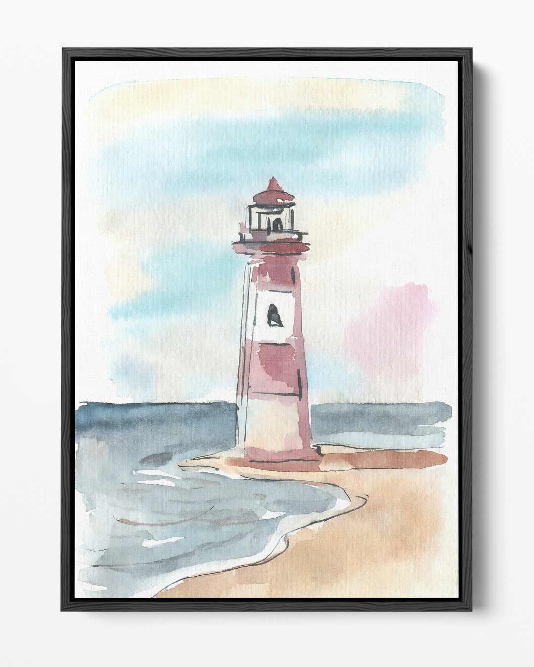 Schets van Vuurtoren aan Zee Kunstwerk-canvas-dibond-plexiglas-wanddecoratie-WallArtistic