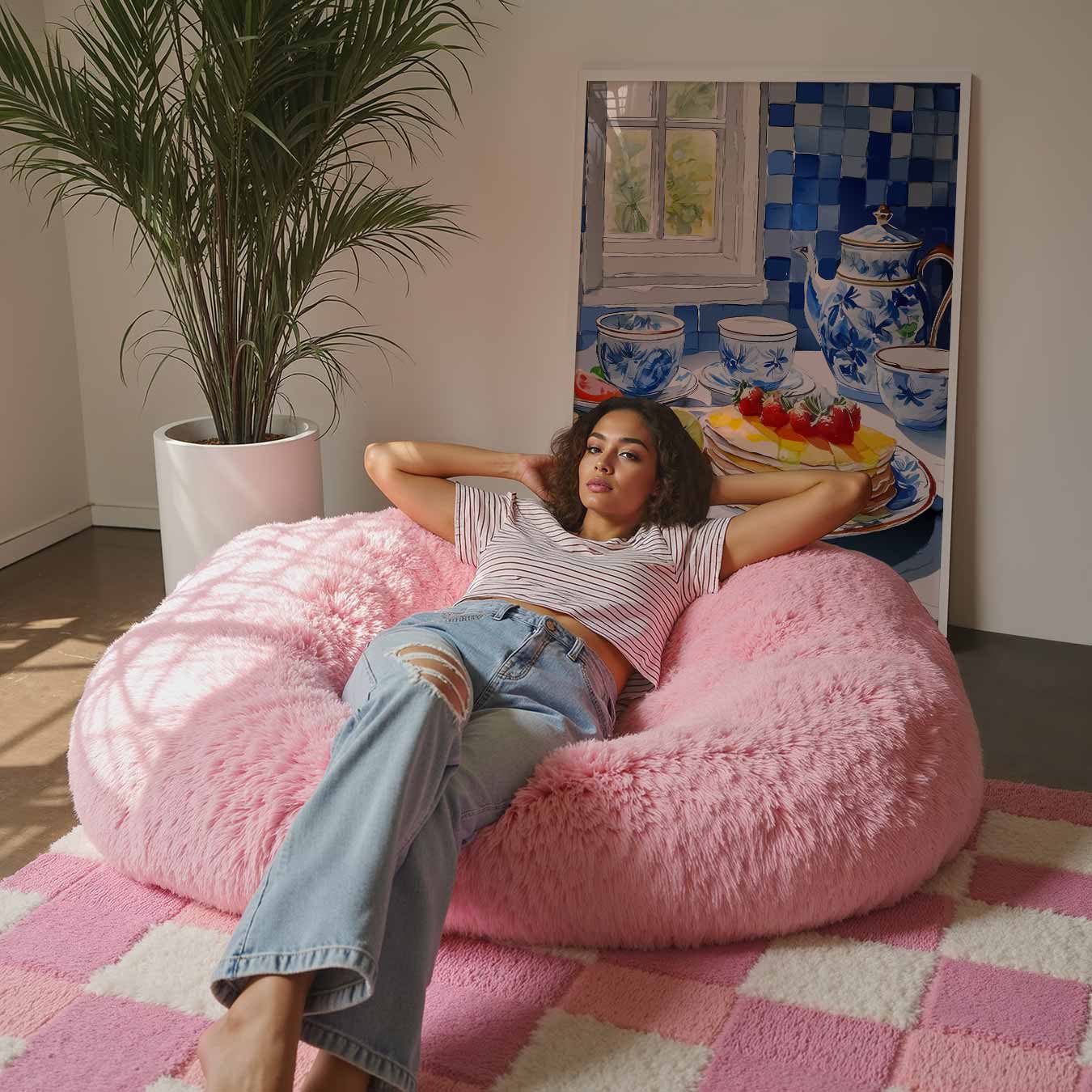 Ontbijt in Blauw Servies Poster-WallArtistic