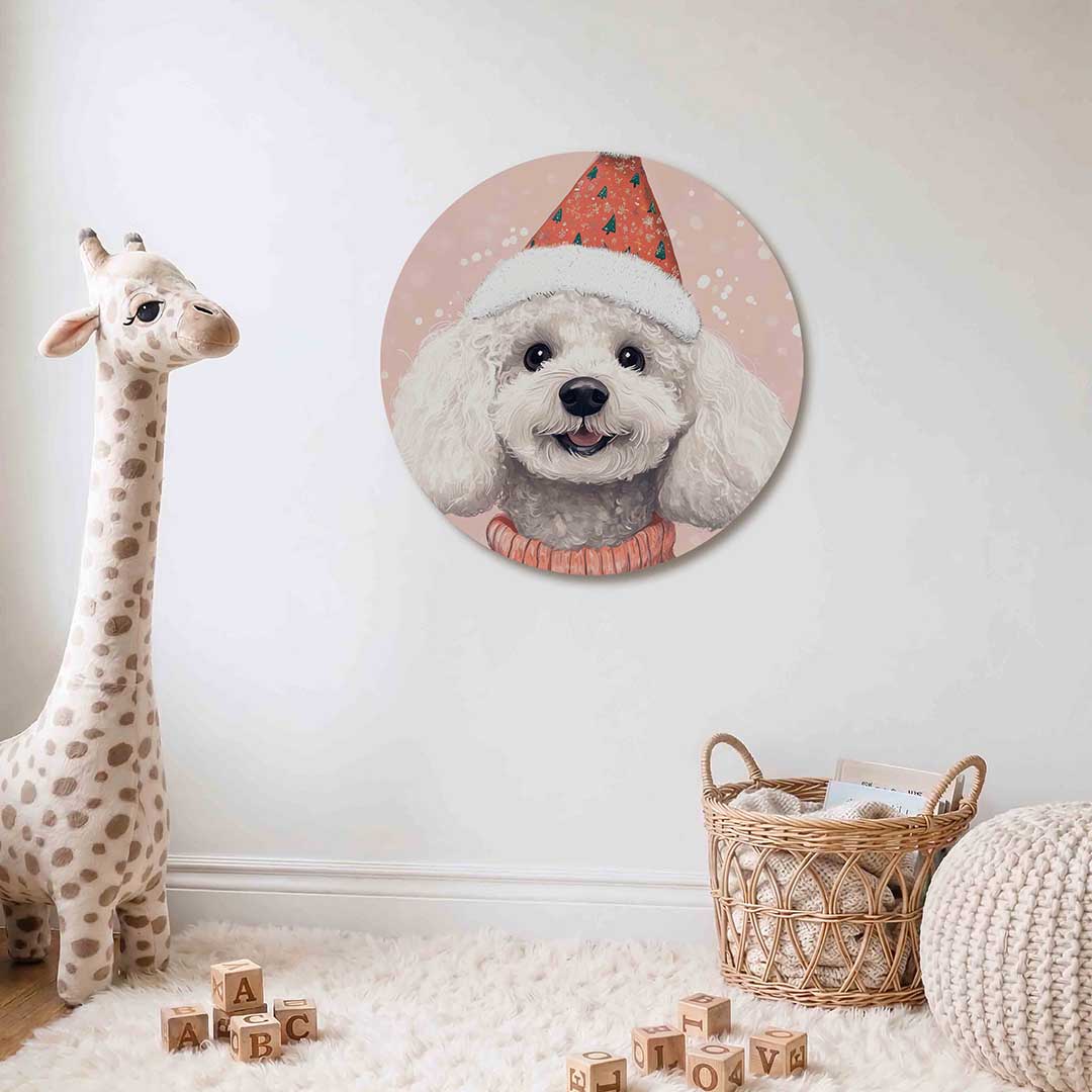 Hond met kerstmuts Muurcirkel