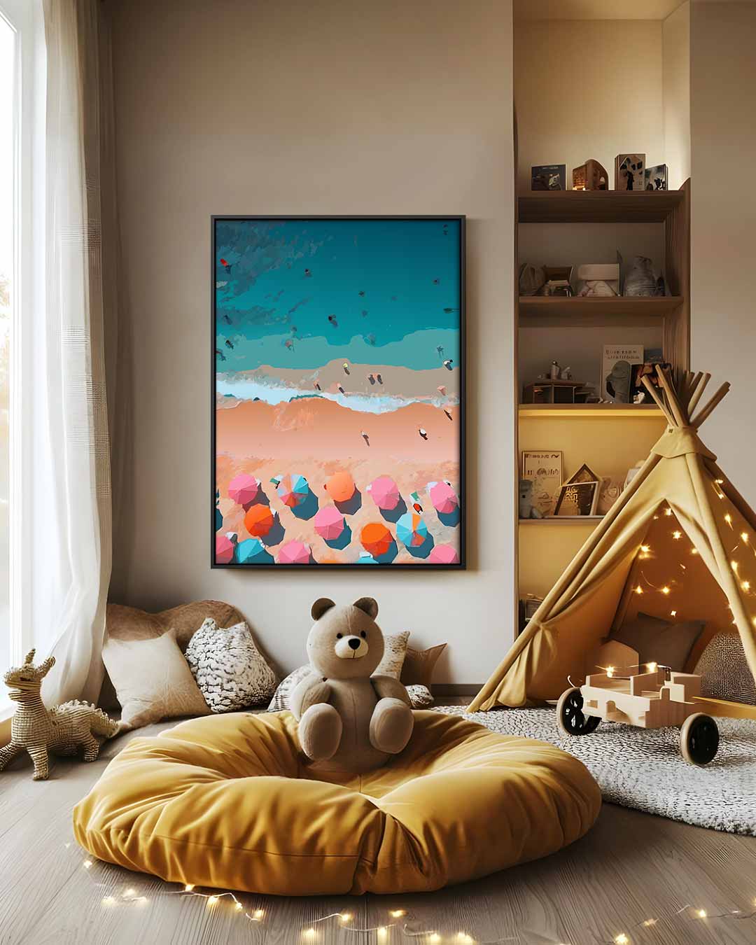 Zomers Strandavontuur Kunstwerk-canvas-dibond-plexiglas-wanddecoratie-WallArtistic