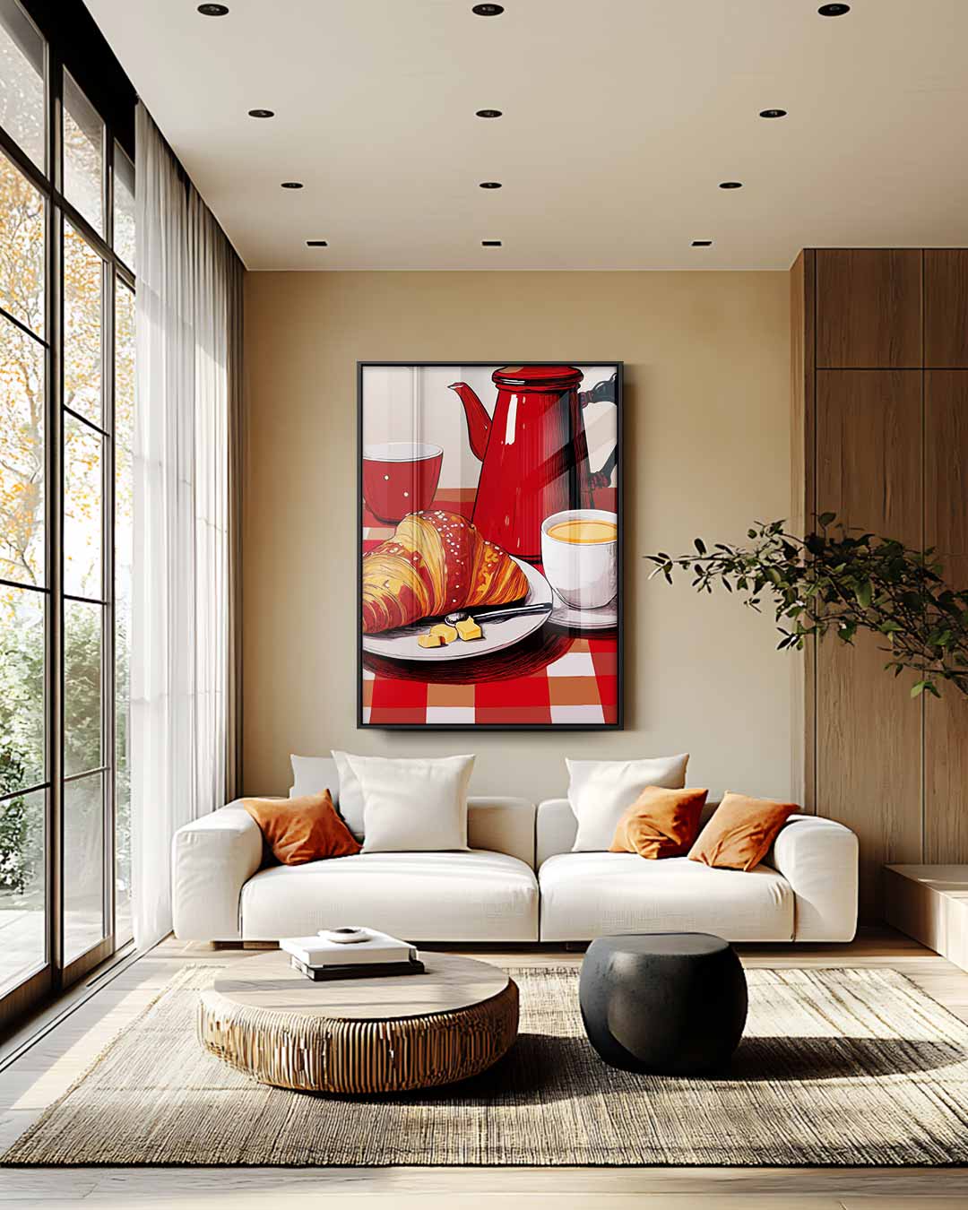 Ontbijtgenot in Rood Kunstwerk-canvas-dibond-plexiglas-wanddecoratie-WallArtistic