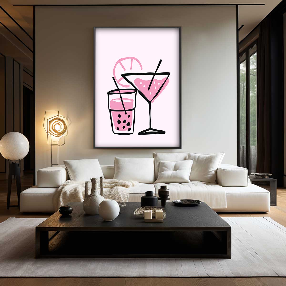 Verfrissende Cocktail Illustratie Kunstwerk-canvas-dibond-plexiglas-wanddecoratie-WallArtistic
