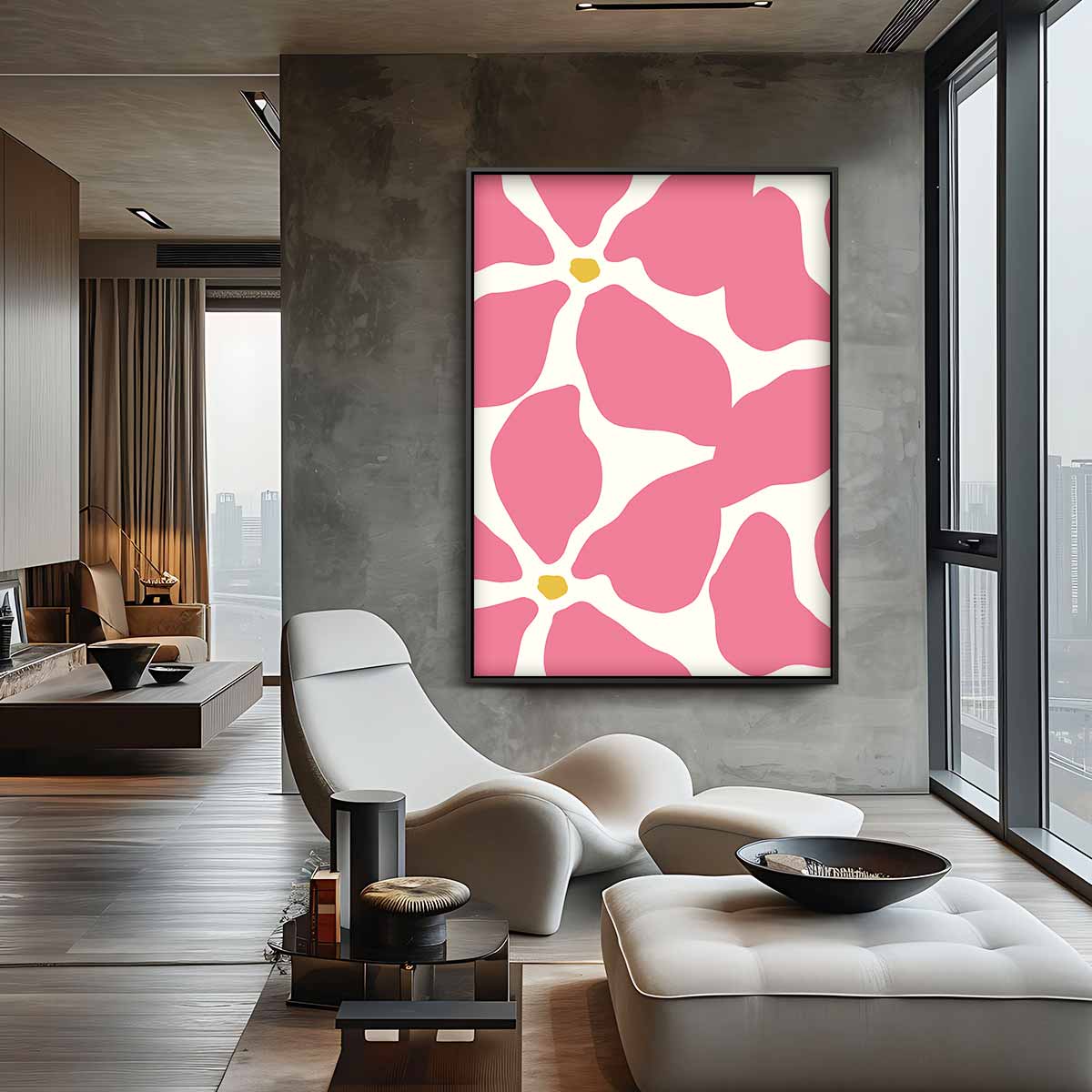 Bloemrijke Roze Reflecties Kunstwerk-canvas-dibond-plexiglas-wanddecoratie-WallArtistic