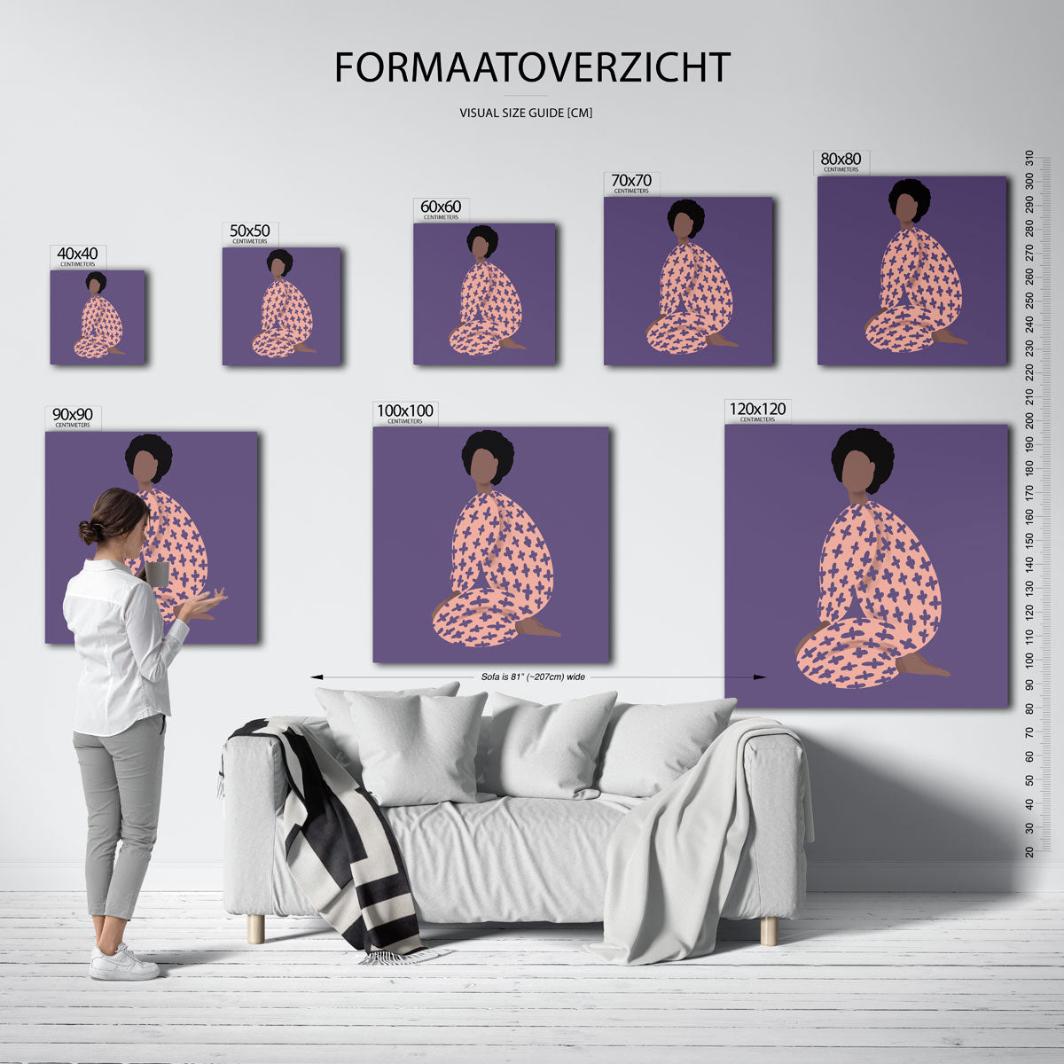Zittende figuur met patroon Poster