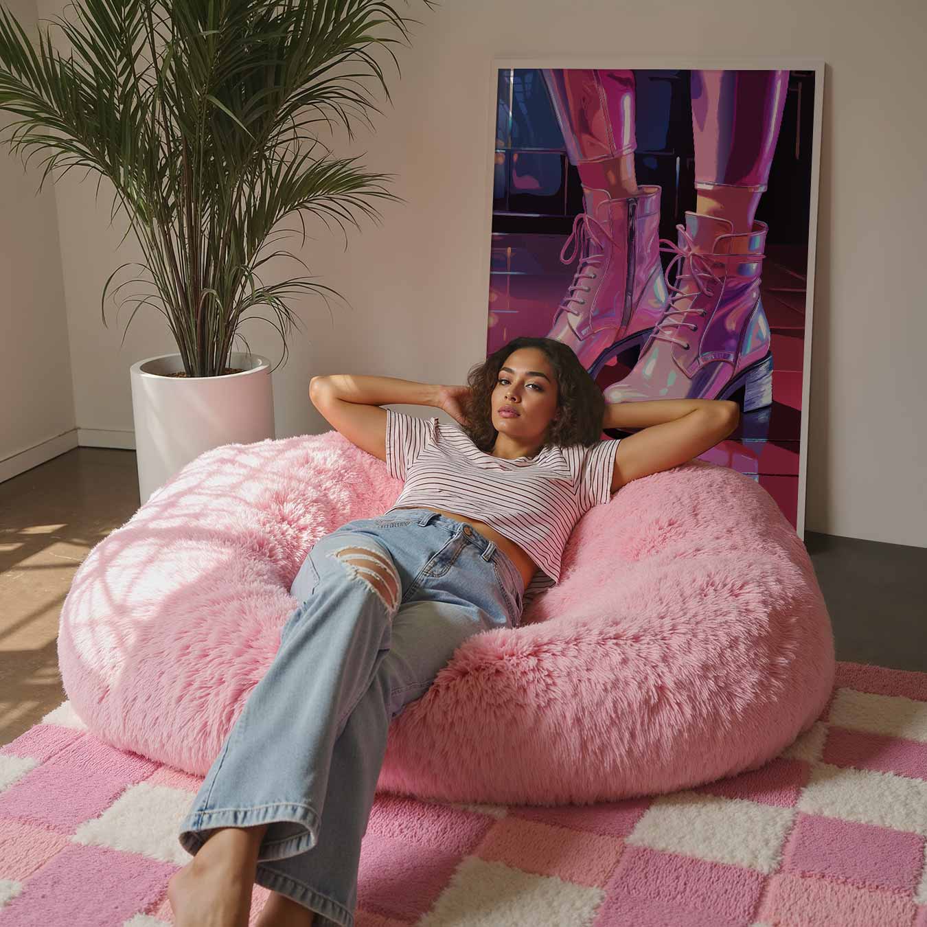 Trendy Roze Enkellaarzen Poster