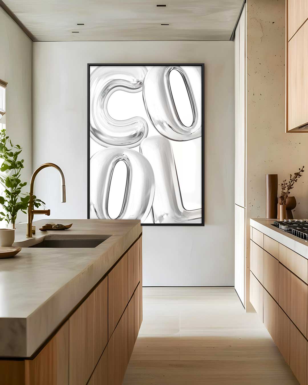 Coole Zilveren Letters Kunstwerk-canvas-dibond-plexiglas-wanddecoratie-WallArtistic