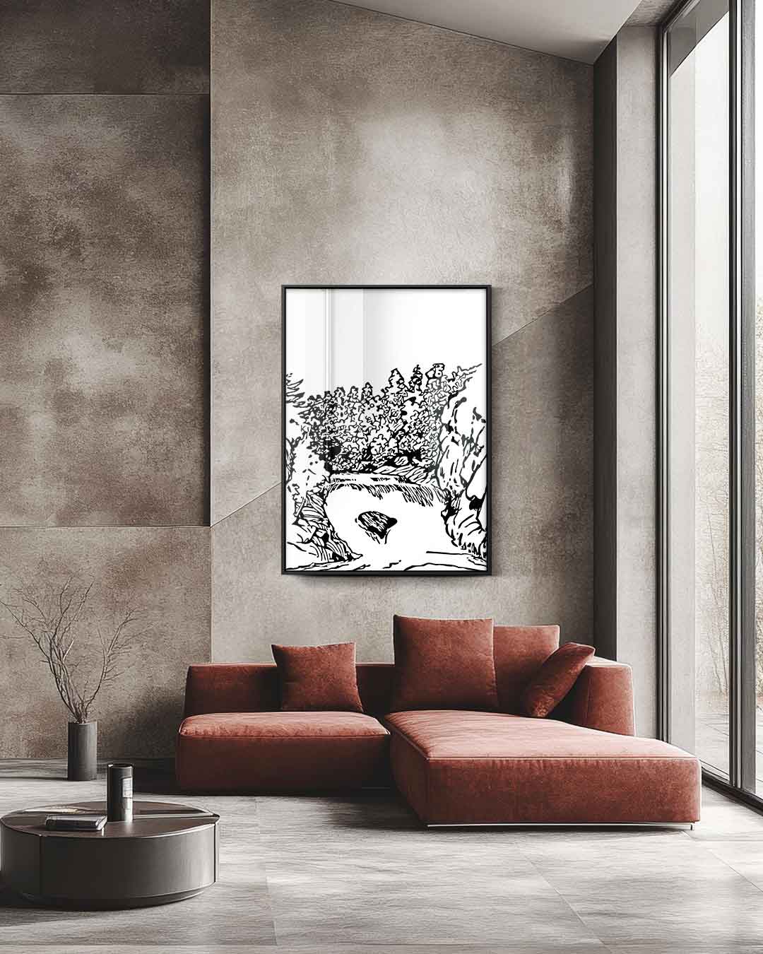 Zwart-wit Natuurlandschap Kunstwerk-canvas-dibond-plexiglas-wanddecoratie-WallArtistic