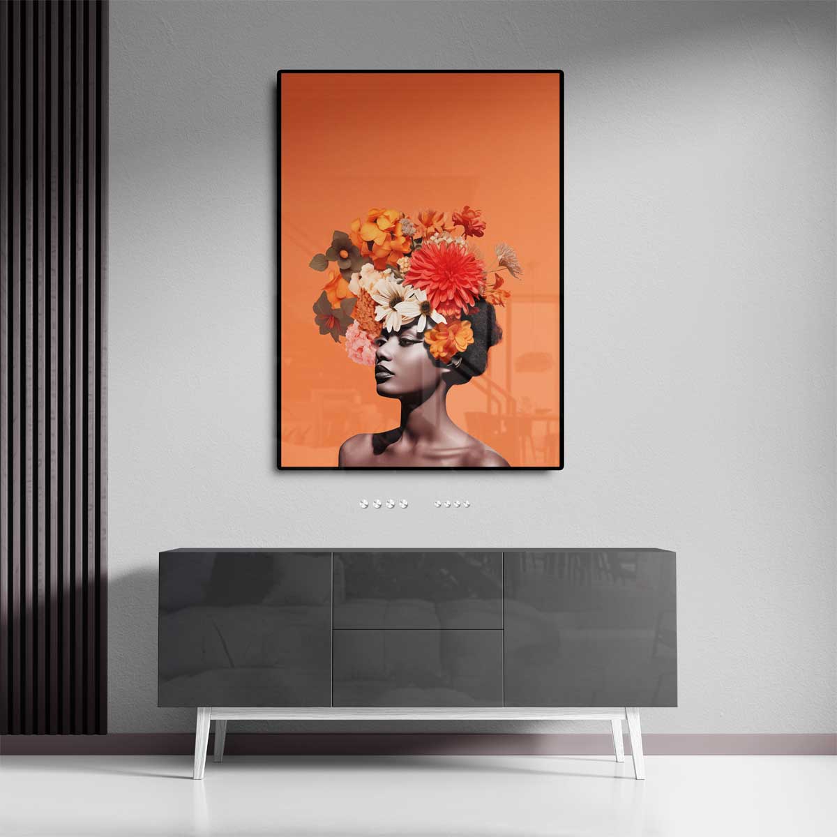 Bloemenfantasie Portret Kunstwerk-canvas-dibond-plexiglas-wanddecoratie-WallArtistic