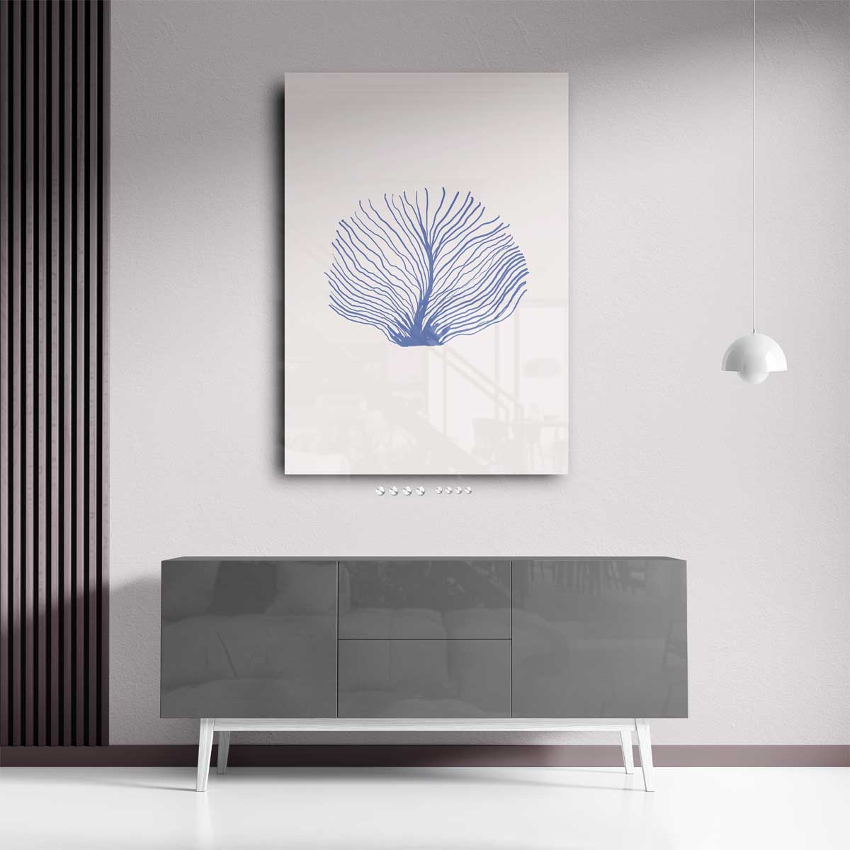 Abstracte Blauwe Zeeventilator Kunstwerk-canvas-dibond-plexiglas-wanddecoratie-WallArtistic