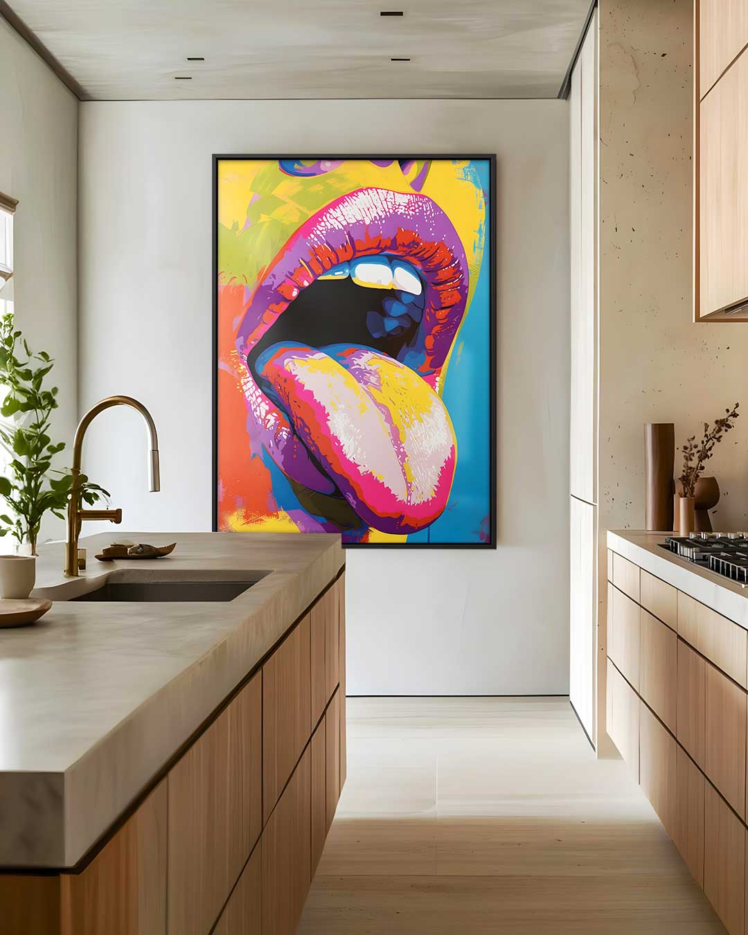 Kleurrijke Mond Kunstwerk-canvas-dibond-plexiglas-wanddecoratie-WallArtistic
