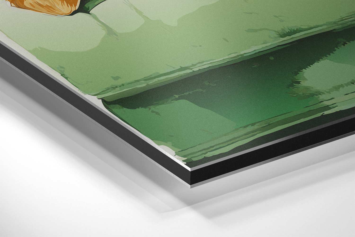 Slapende Beagle op Groene Bank Kunstwerk-canvas-dibond-plexiglas-wanddecoratie-WallArtistic