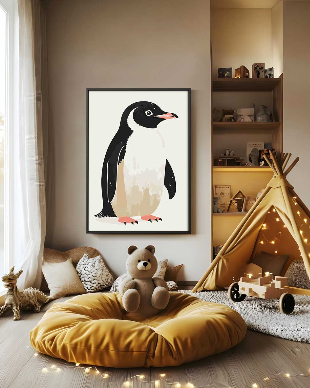 Stijlvolle Pinguïn Illustratie Kunstwerk-canvas-dibond-plexiglas-wanddecoratie-WallArtistic