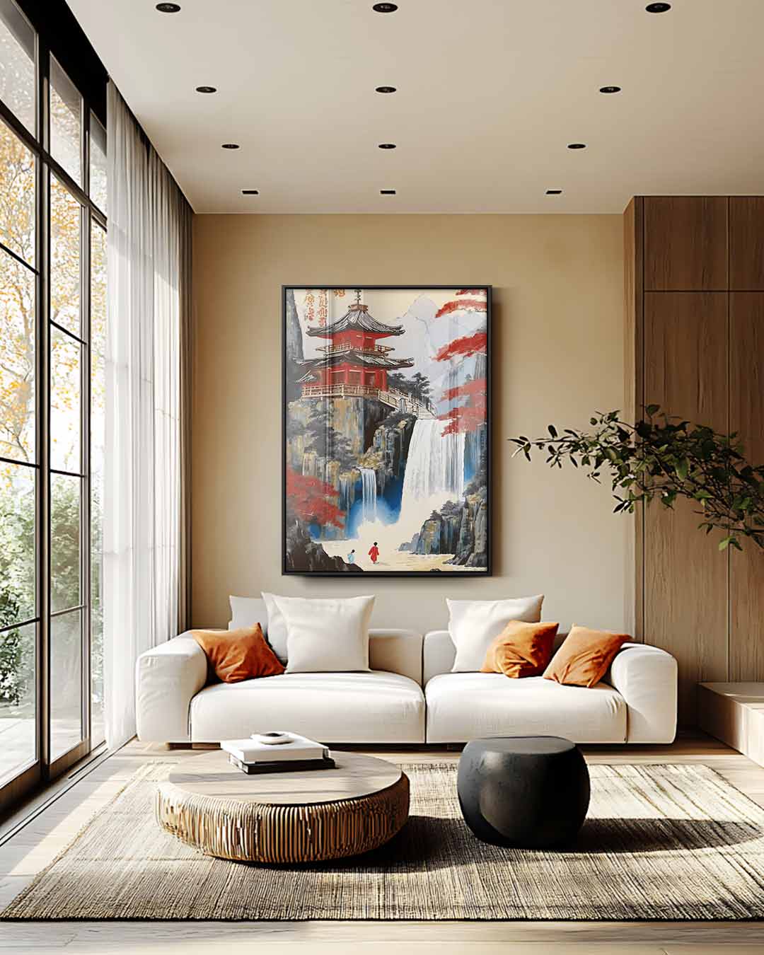 Japans Waterval Panorama Kunstwerk-canvas-dibond-plexiglas-wanddecoratie-WallArtistic