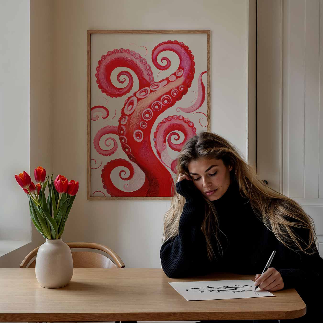 Vrolijke Octopus Tentakels Kunstposter