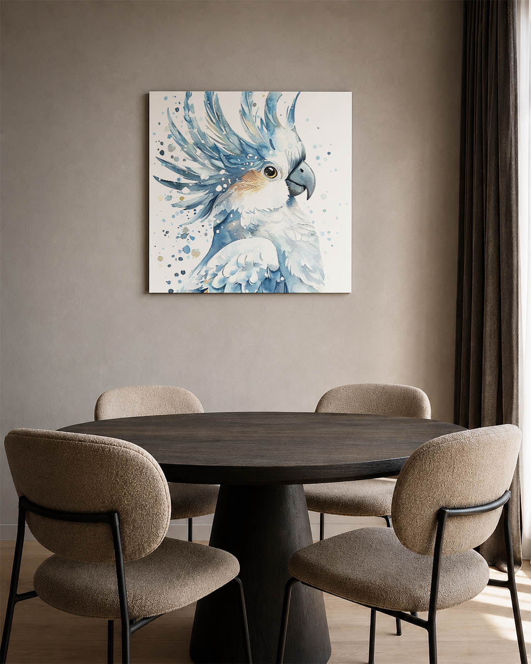 Vogelsilhouet in blauwtinten Kunstwerk