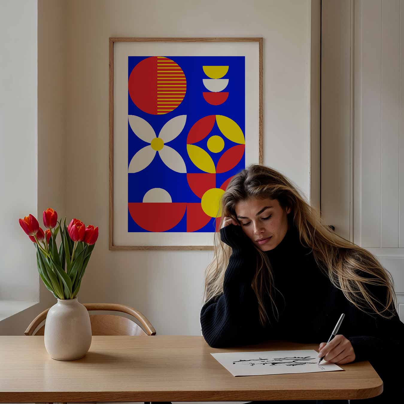 Kleurrijke Geometrische Bloemenkracht Poster
