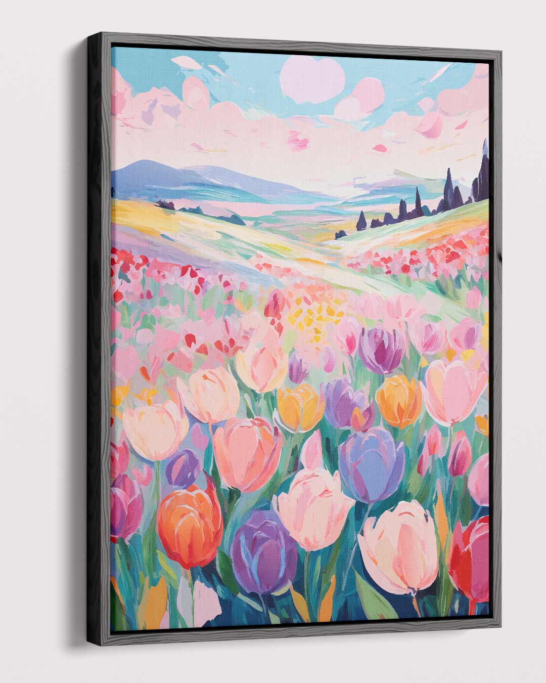Bloemenveld in Lente Kleuren Kunstwerk-canvas-dibond-plexiglas-wanddecoratie-WallArtistic