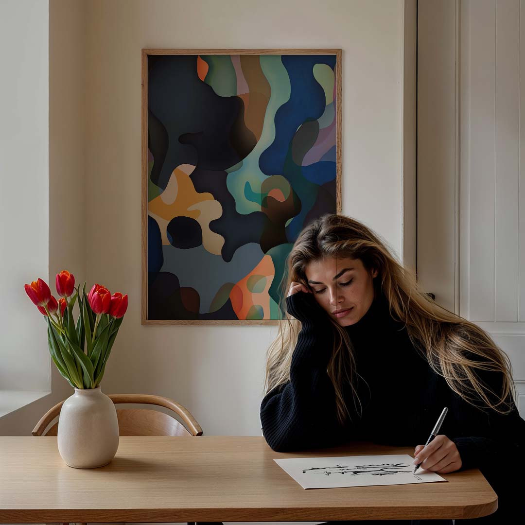 Abstracte Kleurenpracht Wanddecoratie Poster-WallArtistic