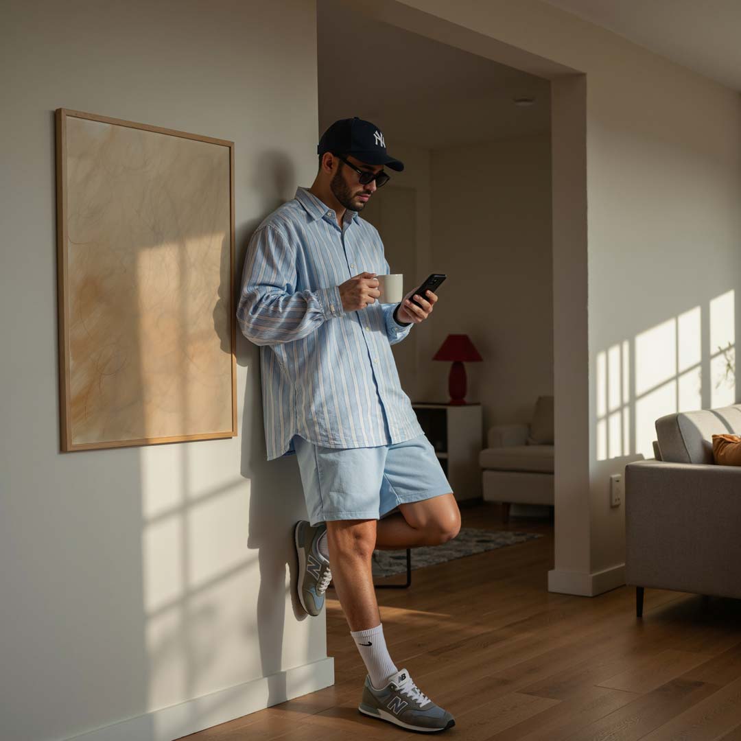 Rustgevende Beige Abstractie Poster-WallArtistic