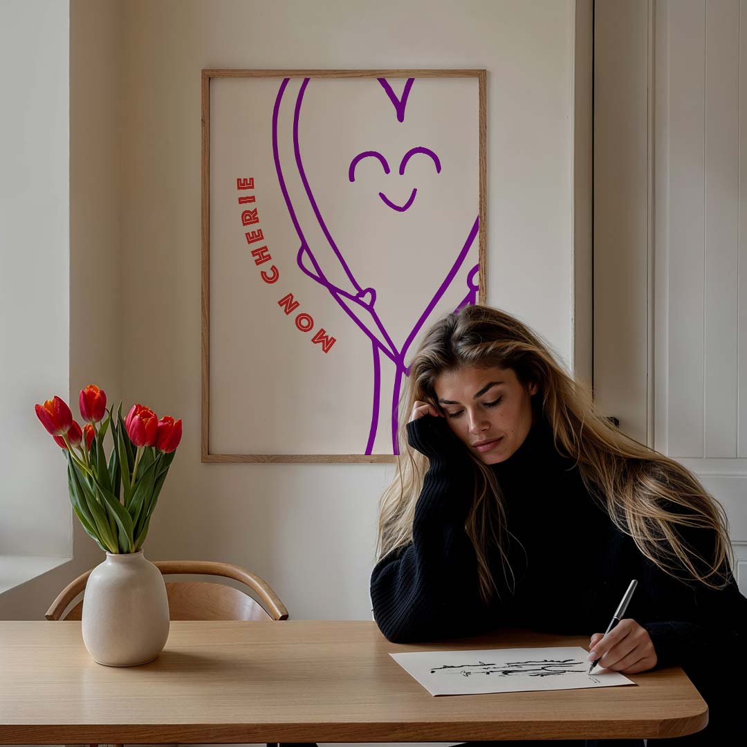 Mon Cherie Liefdesposter-WallArtistic