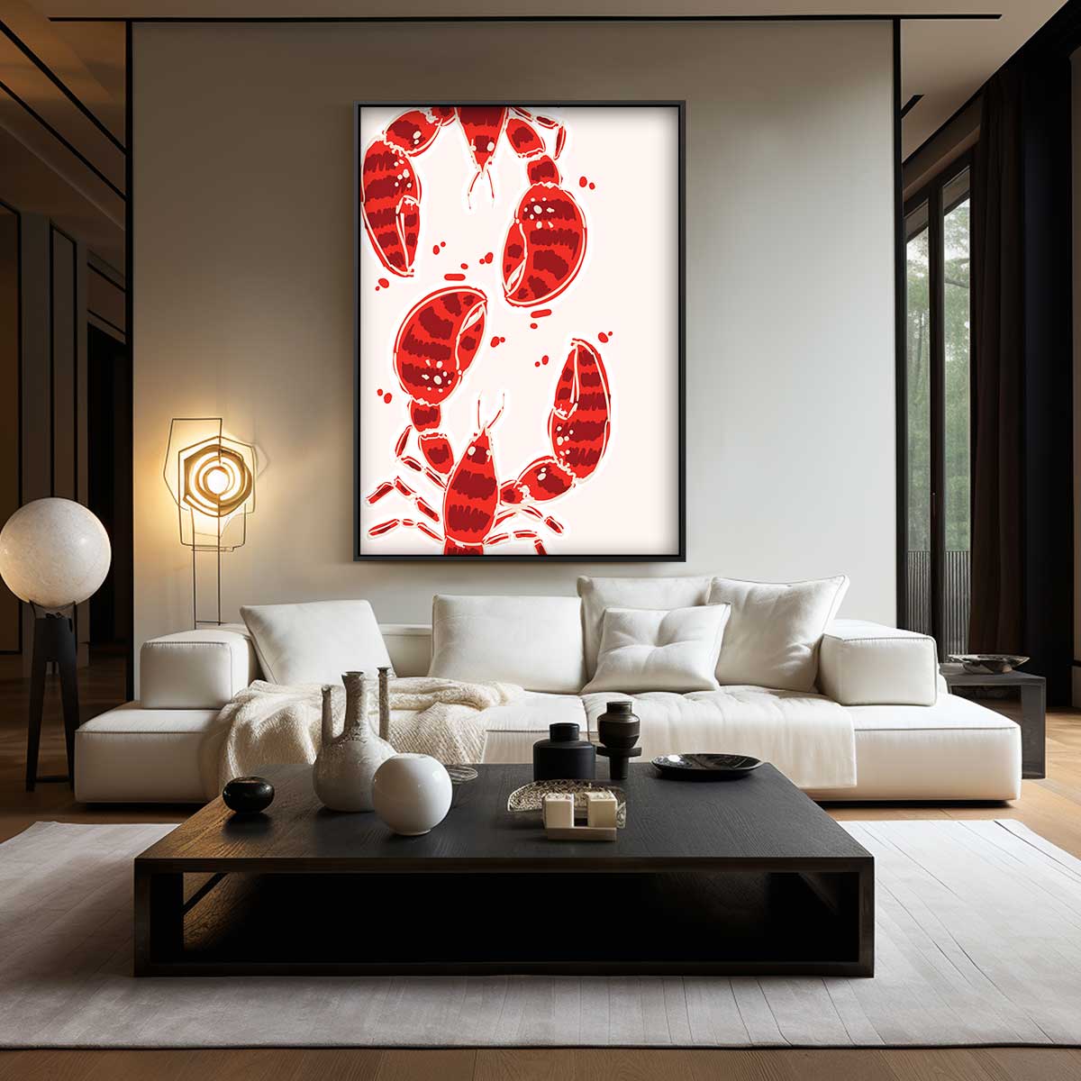 Speelse Kreeften Illustratie Kunstwerk-canvas-dibond-plexiglas-wanddecoratie-WallArtistic