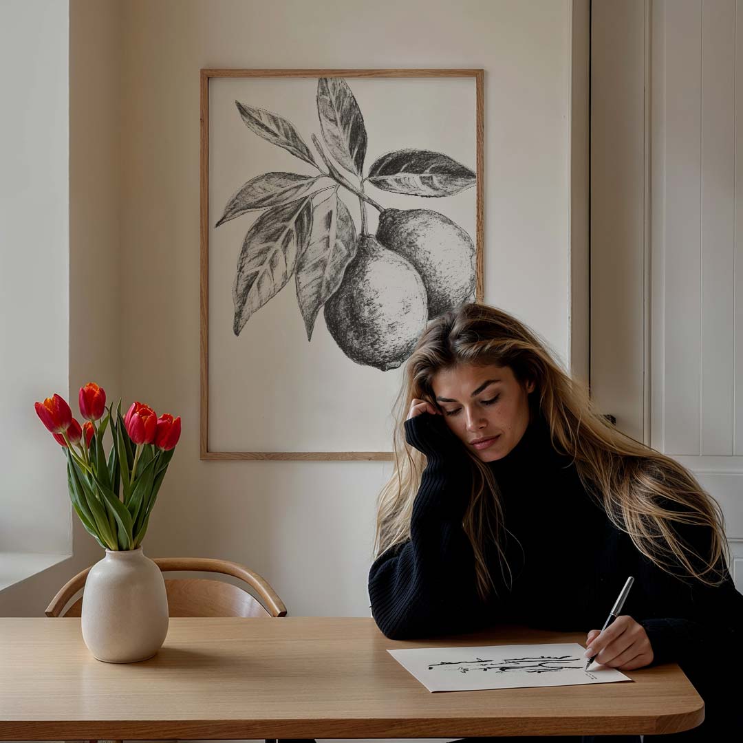 Botanische Citroen Illustratie Poster-WallArtistic