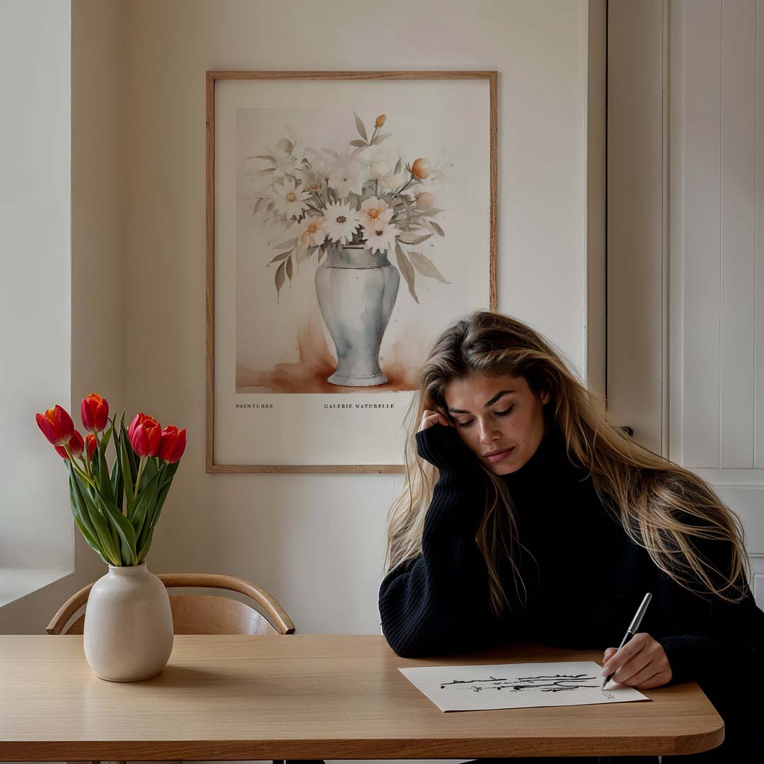 Elegante Bloemenvaas Poster-WallArtistic