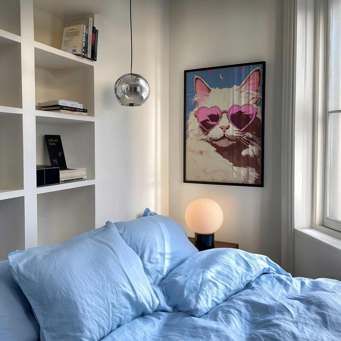 Hippe Kat met Roze Zonnebril Poster-WallArtistic