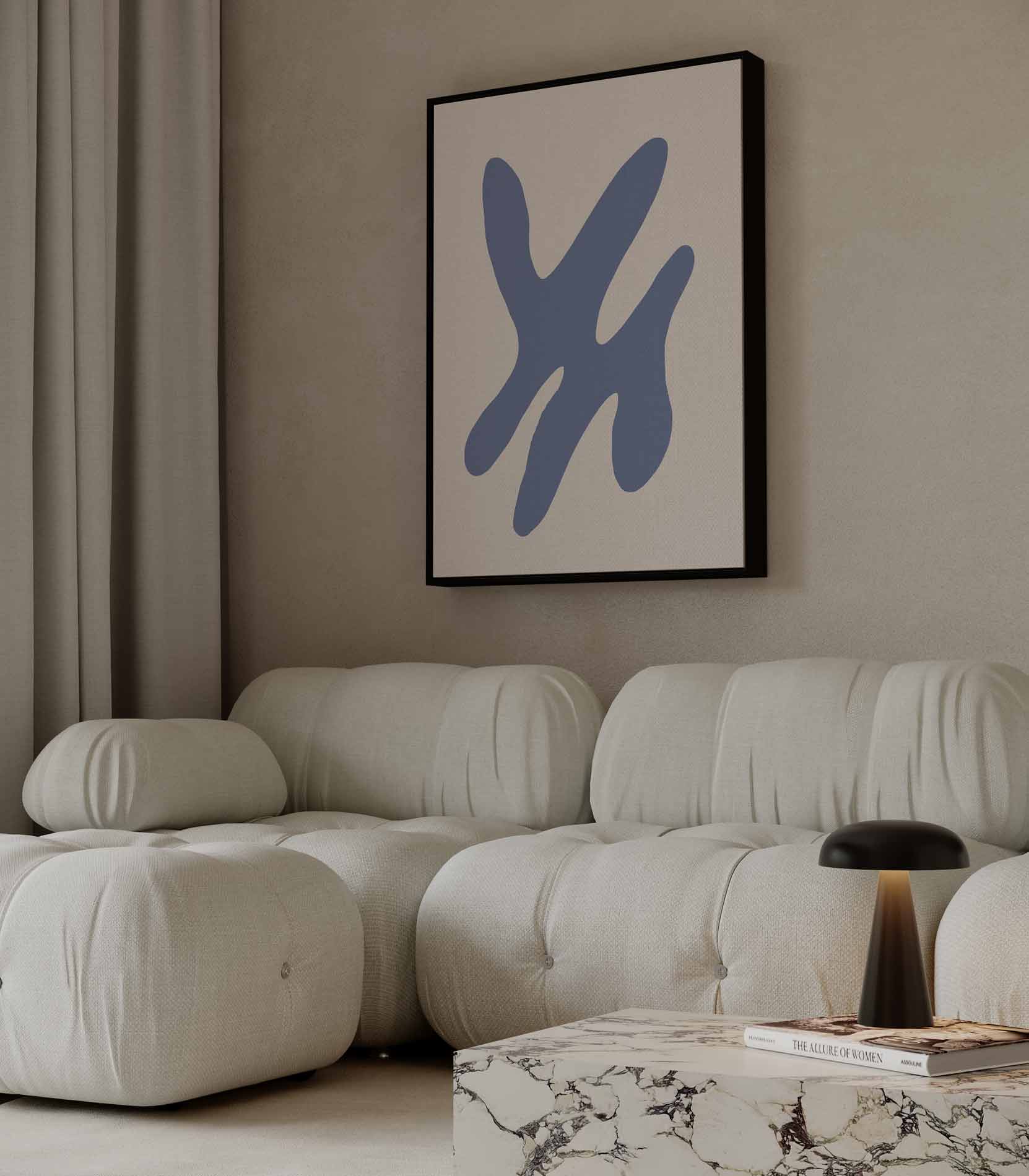 Blauwe Abstracte Vormen Kunstwerk-canvas-dibond-plexiglas-wanddecoratie-WallArtistic