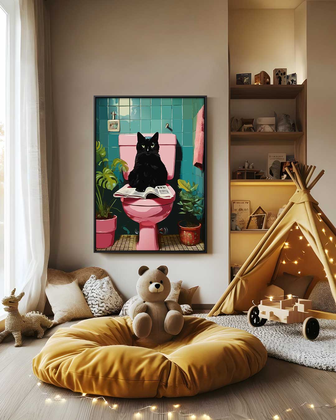 Kat op de Troon Kunstwerk-canvas-dibond-plexiglas-wanddecoratie-WallArtistic