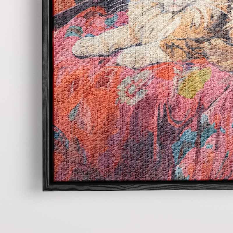 Kat op Bloemenbank Kunstwerk-canvas-dibond-plexiglas-wanddecoratie-WallArtistic