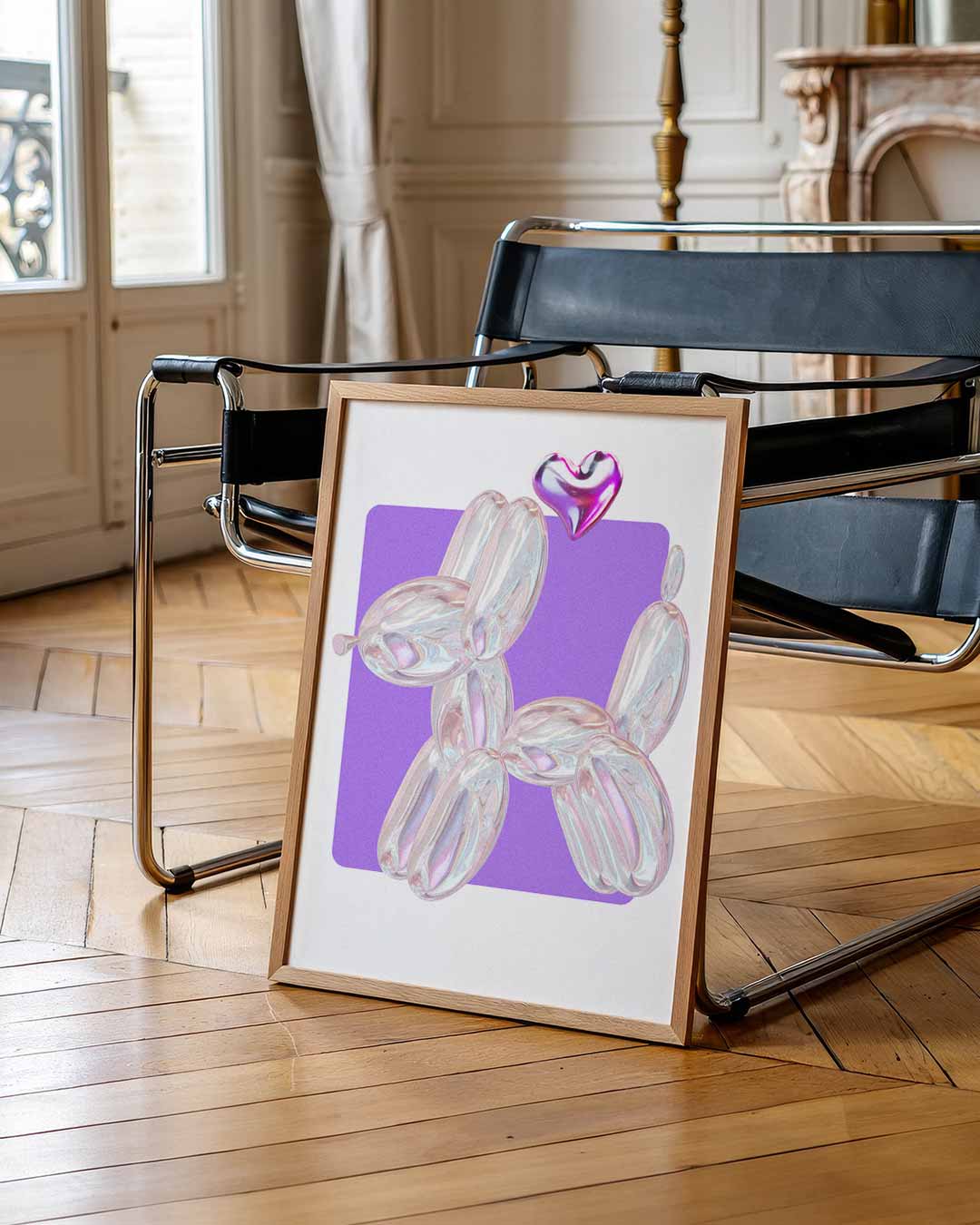 Speelse Ballonhond Poster met Hartje Poster