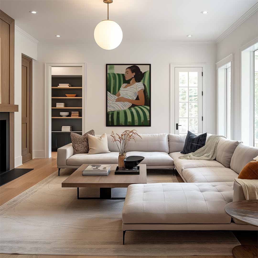 Relax op Groene Strepen Kunstwerk-canvas-dibond-plexiglas-wanddecoratie-WallArtistic