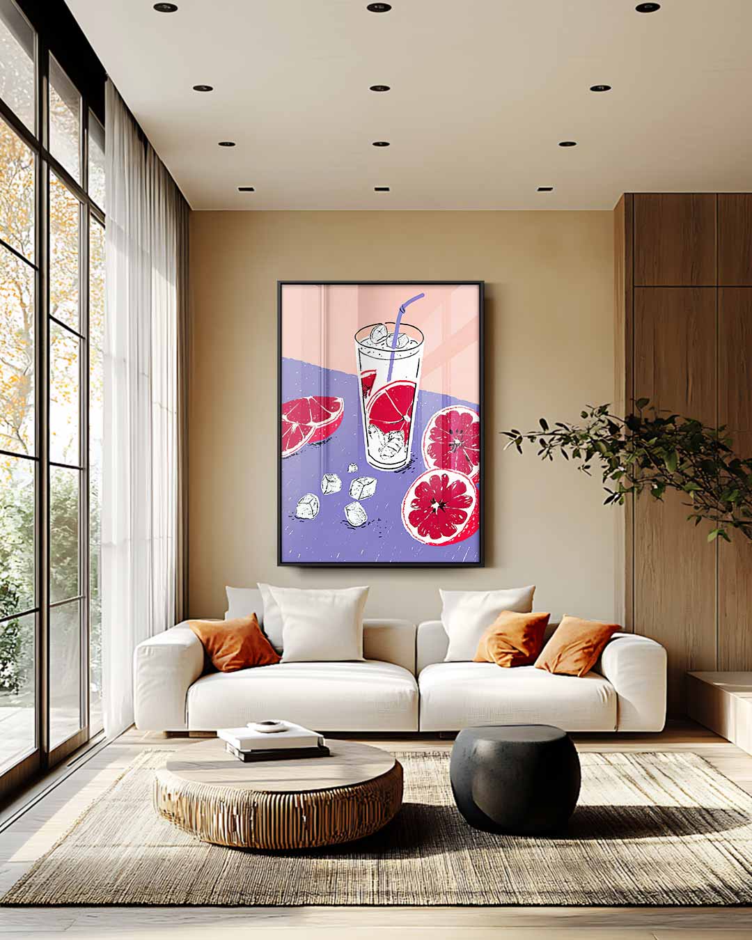 Zomers Grapefruit Avontuur Kunstwerk-canvas-dibond-plexiglas-wanddecoratie-WallArtistic