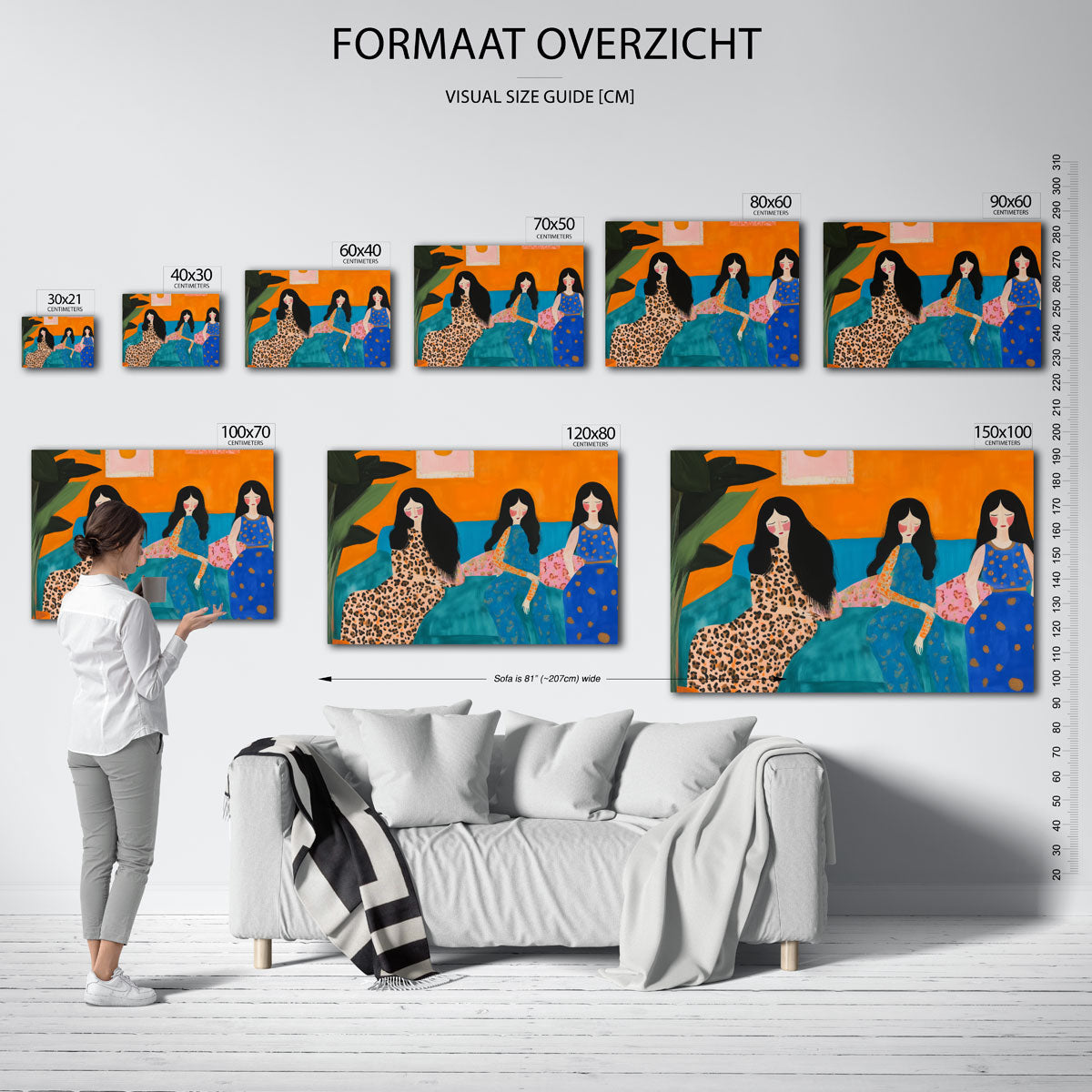 Drie vrouwen op bank Poster