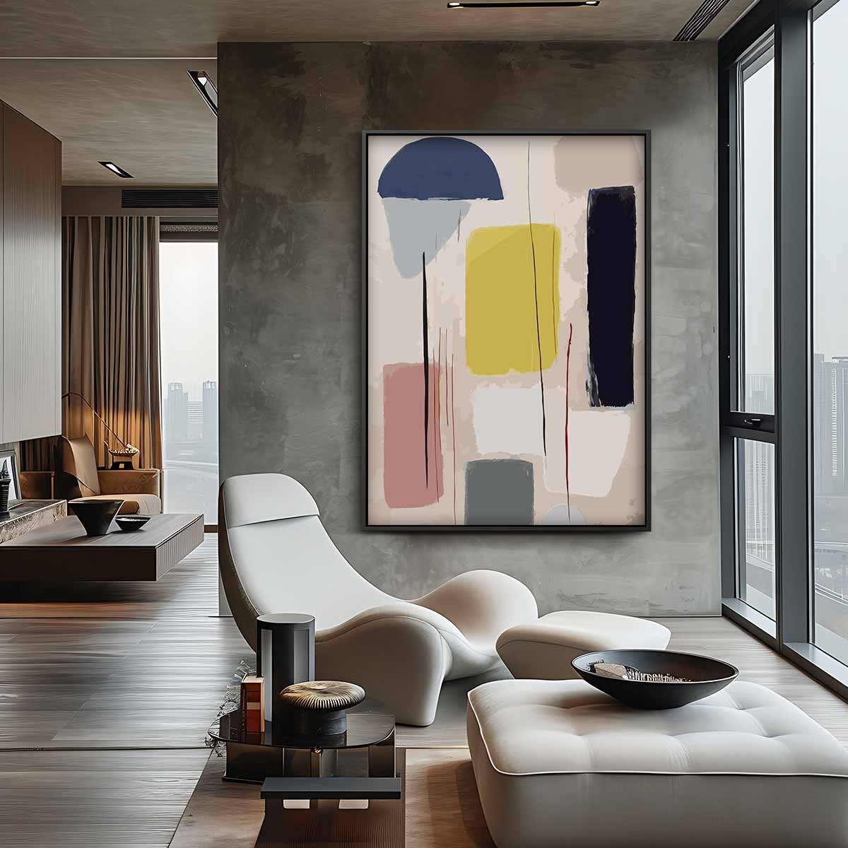 Vrolijke Kleurenmix Schilderij Kunstwerk-canvas-dibond-plexiglas-wanddecoratie-WallArtistic