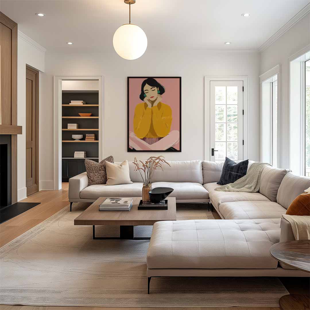 Dromer in Oker Kunstwerk-canvas-dibond-plexiglas-wanddecoratie-WallArtistic