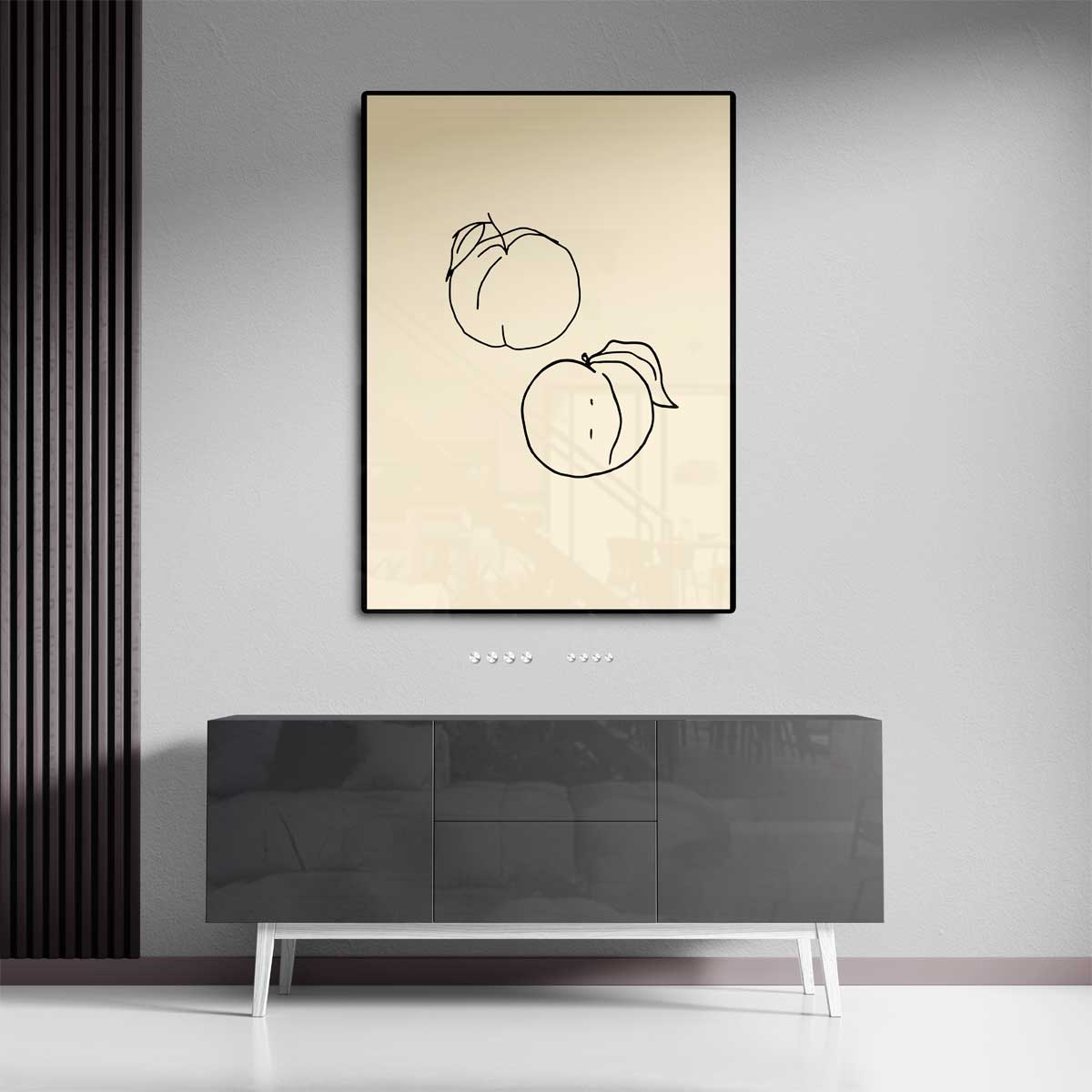 Lijndansende Perziken Kunstwerk-canvas-dibond-plexiglas-wanddecoratie-WallArtistic