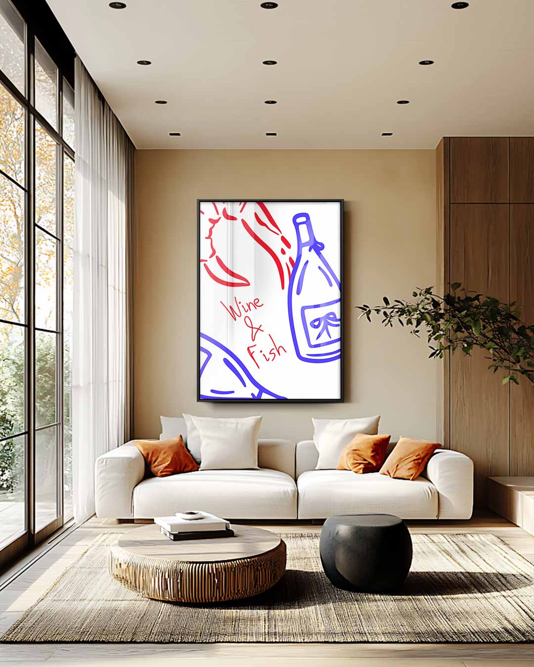 Vrolijke Wijntafel Kunstwerk-canvas-dibond-plexiglas-wanddecoratie-WallArtistic