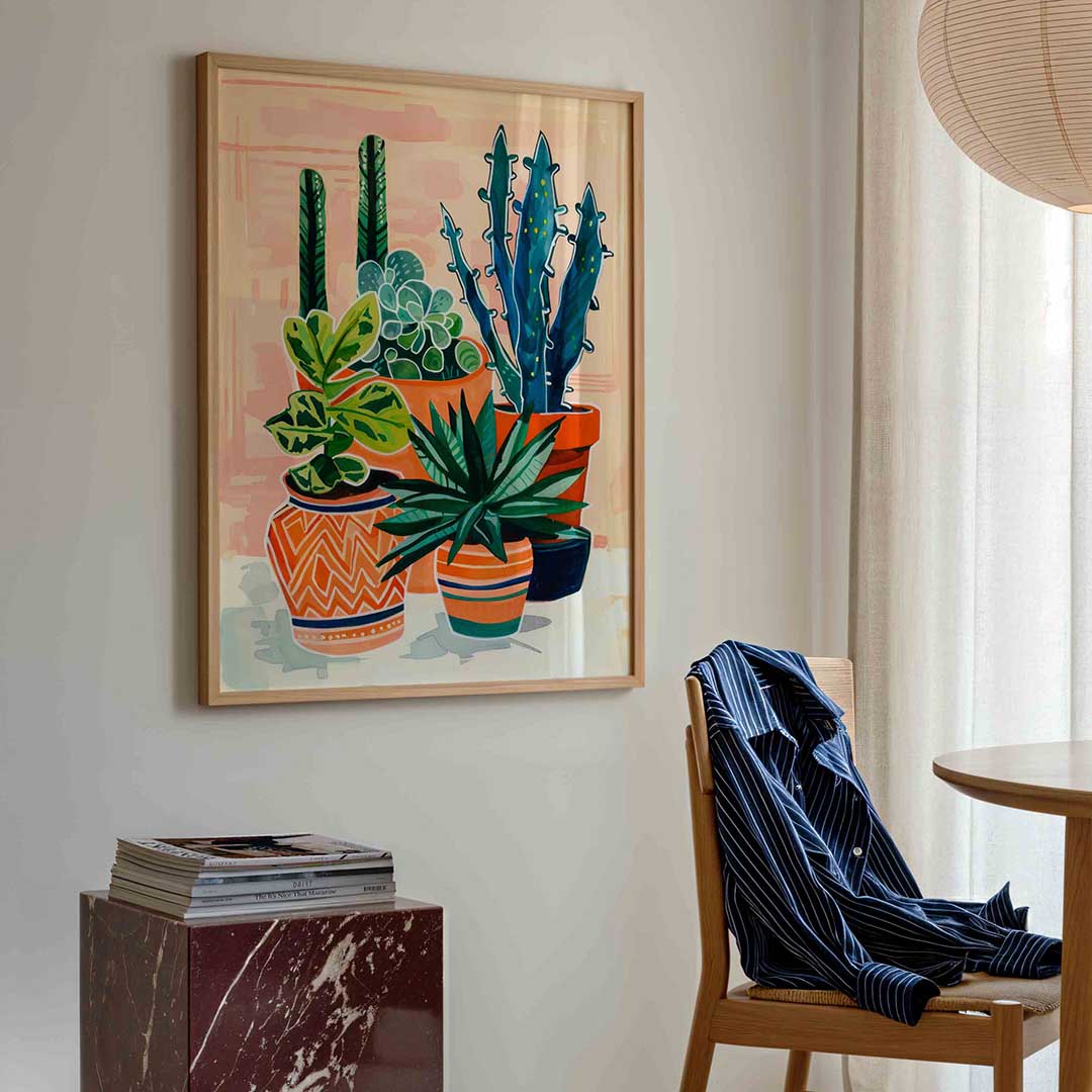 Groene planten in potten Poster