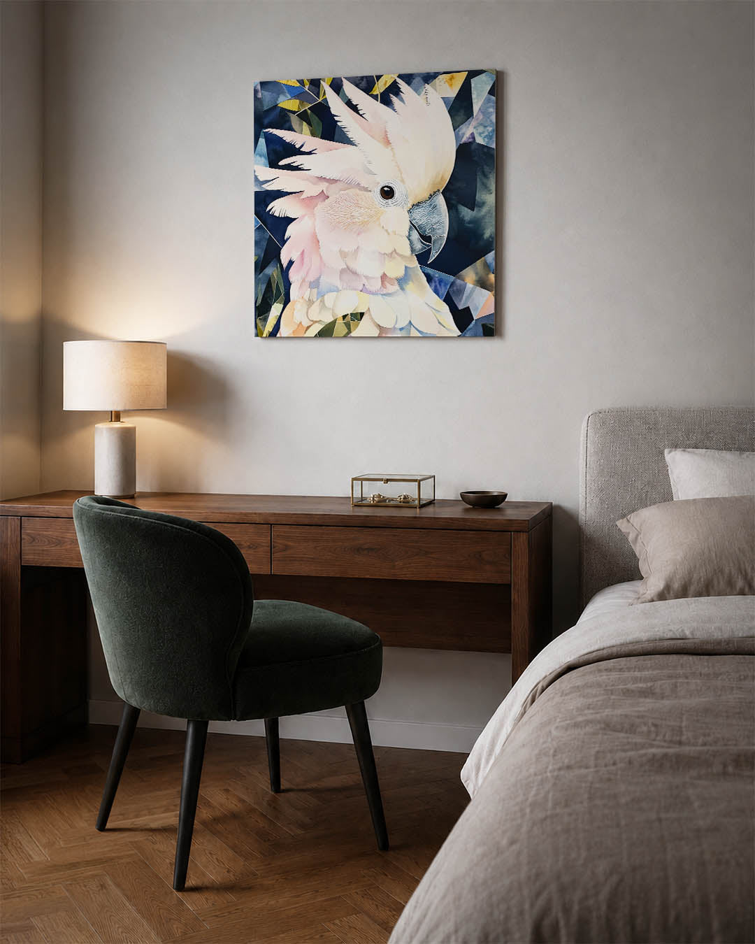 Vogelsilhouet met geometrie Kunstwerk