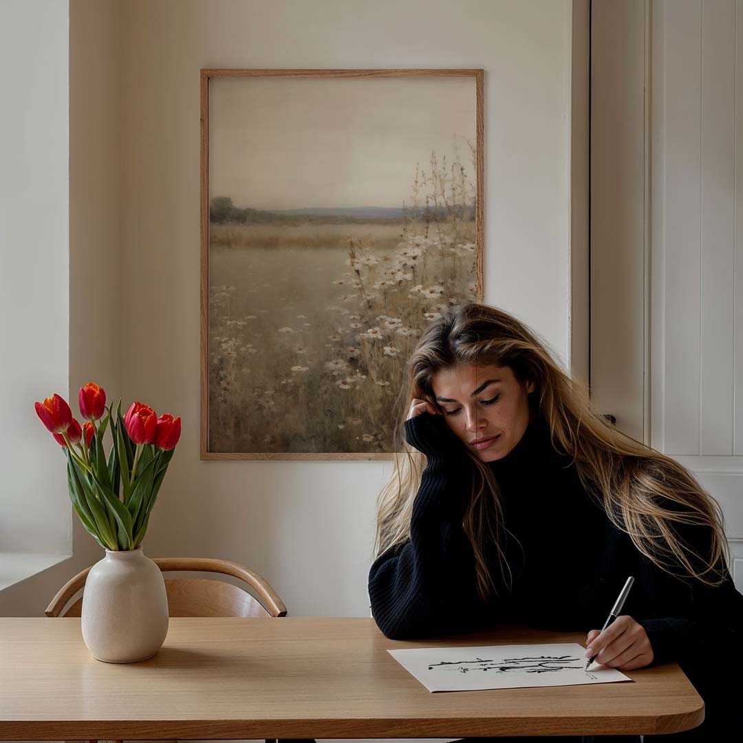 Romantische Bloemenveld Poster-WallArtistic