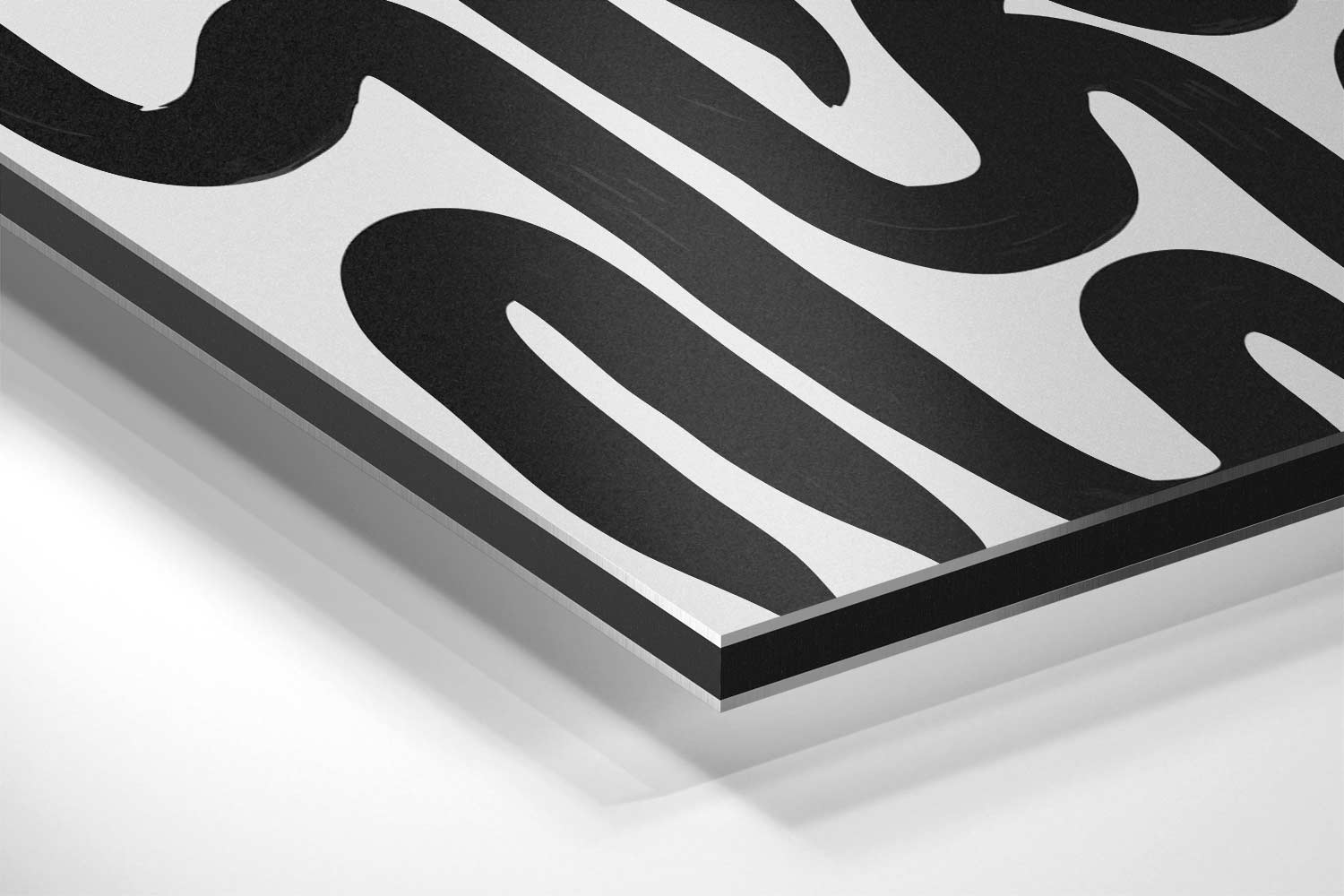 Golvende Zwarte Lijnen op Wit Kunstwerk-canvas-dibond-plexiglas-wanddecoratie-WallArtistic