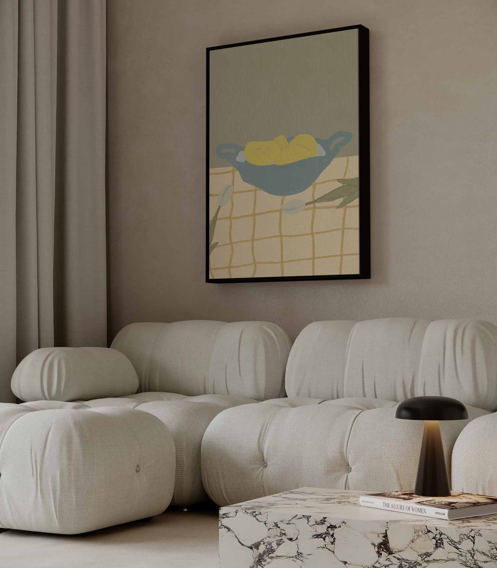 Frisse Citroenen op Tafel Kunstwerk-canvas-dibond-plexiglas-wanddecoratie-WallArtistic